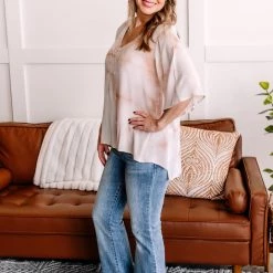 No Ship Drop Ship New Arrivals Go With The Flow Top In Blushy Taupe