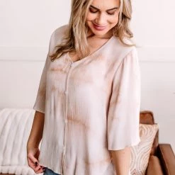 No Ship Drop Ship New Arrivals Go With The Flow Top In Blushy Taupe
