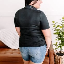 No Ship Drop Ship New Arrivals Oh, Hey There Ruched Button Down Top In Black