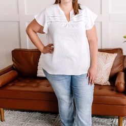 No Ship Drop Ship In The Wind Flutter Top In Fresh White