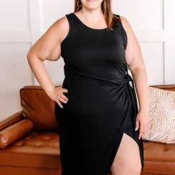 No Ship Drop Ship Through The Curves Tulip Wrap Hem Dress In Jet Black New Arrivals