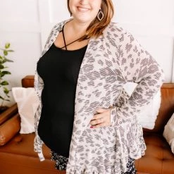 No Ship Drop Ship Running Wild Subtle Animal Print Cardigan