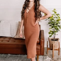 No Ship Drop Ship New Arrivals Spice It Up Beach Dress In Cinnamon