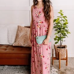 No Ship Drop Ship Bloom Where You Are Planted Maxi Dress In Dusty Rose New Arrivals