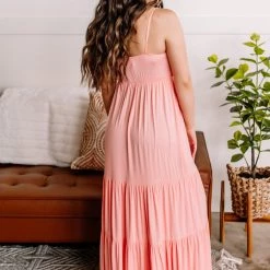 No Ship Drop Ship Tied Up In Knots Maxi Dress In Pink Carnation New Arrivals