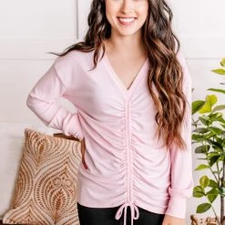 No Ship Drop Ship It's True Love Ruched Top In Blushing Pink New Arrivals