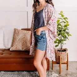 No Ship Drop Ship Waiting For You Kimono In Romantic Florals