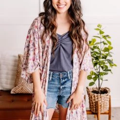 No Ship Drop Ship Waiting For You Kimono In Romantic Florals