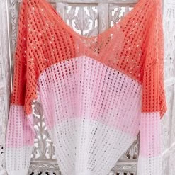 No Ship Drop Ship New Arrivals A Sherbet Colorblock Twist Back Sweater