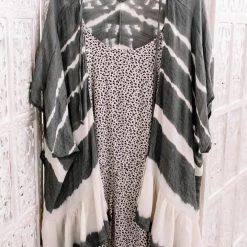 No Ship Drop Ship Open To Interpretation Tie Back Kimono In Charcoal New Arrivals