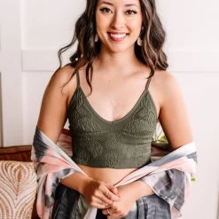 No Ship Drop Ship Hold Me Tight Bralette In Moss New Arrivals