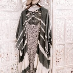 No Ship Drop Ship Open To Interpretation Tie Back Kimono In Charcoal New Arrivals