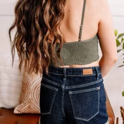 No Ship Drop Ship Hold Me Tight Bralette In Moss New Arrivals