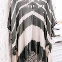 No Ship Drop Ship Open To Interpretation Tie Back Kimono In Charcoal New Arrivals