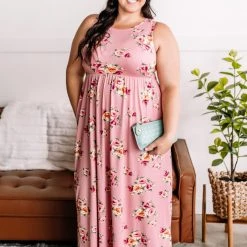 No Ship Drop Ship Bloom Where You Are Planted Maxi Dress In Dusty Rose New Arrivals