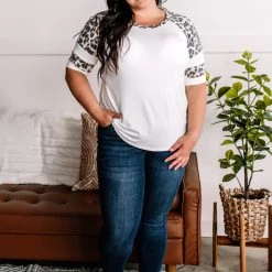 No Ship Drop Ship Hit Me Up Leopard Raglan Tee In Ivory New Arrivals