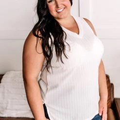 No Ship Drop Ship I'm Unstoppable Sleeveless Knit Top In Cream