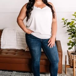 No Ship Drop Ship New Arrivals On The Edge Scalloped Cami In Porcelain