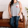 No Ship Drop Ship New Arrivals Flip A Switch Striped Floral Tank In Navy & Ivory