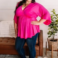 No Ship Drop Ship Flying First Class Top In Fuschia New Arrivals