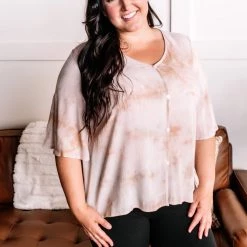 No Ship Drop Ship New Arrivals Go With The Flow Top In Blushy Taupe