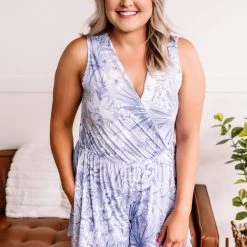 No Ship Drop Ship New Arrivals Coming Up Beachy Romper In Soft Periwinkle