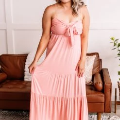 No Ship Drop Ship Tied Up In Knots Maxi Dress In Pink Carnation New Arrivals