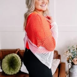 No Ship Drop Ship New Arrivals A Sherbet Colorblock Twist Back Sweater