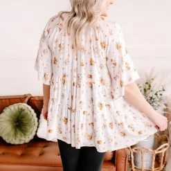 No Ship Drop Ship Something Up Your Sleeve Tiered Top In Ivory Florals New Arrivals