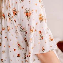 No Ship Drop Ship Something Up Your Sleeve Tiered Top In Ivory Florals New Arrivals