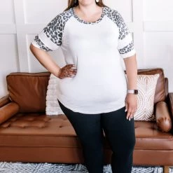 No Ship Drop Ship Hit Me Up Leopard Raglan Tee In Ivory New Arrivals