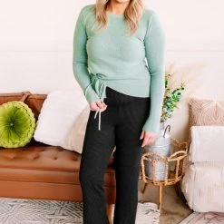 No Ship Drop Ship New Arrivals On Your Side Ruched Sweater In Sage