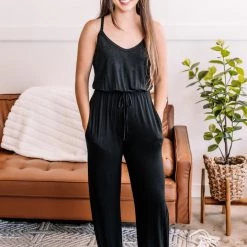 No Ship Drop Ship Ladies Night Out Jumpsuit In Black