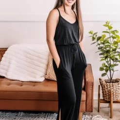 No Ship Drop Ship Ladies Night Out Jumpsuit In Black