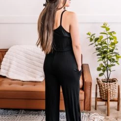 No Ship Drop Ship Ladies Night Out Jumpsuit In Black