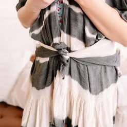 No Ship Drop Ship Open To Interpretation Tie Back Kimono In Charcoal New Arrivals