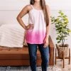No Ship Drop Ship True Colors Ombre And Lace Tank In Pink