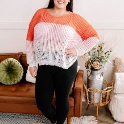 No Ship Drop Ship New Arrivals A Sherbet Colorblock Twist Back Sweater