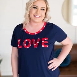 No Ship Drop Ship New Arrivals What Is Love Tee In Navy