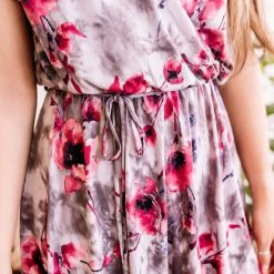 No Ship Drop Ship New Arrivals Time To Bloom Dress In Magenta & Grey