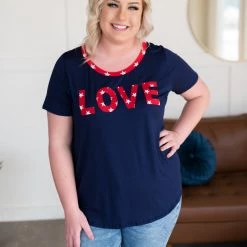 No Ship Drop Ship New Arrivals What Is Love Tee In Navy