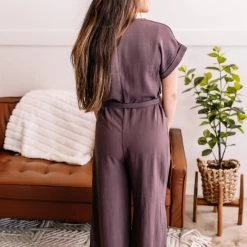 No Ship Drop Ship Make It Happen Jumpsuit In Mahogany New Arrivals