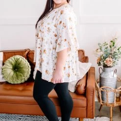 No Ship Drop Ship Something Up Your Sleeve Tiered Top In Ivory Florals New Arrivals