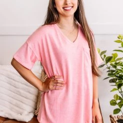 No Ship Drop Ship Swept Away Pocket Top In Blushing Pink