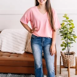 No Ship Drop Ship Swept Away Pocket Top In Blushing Pink