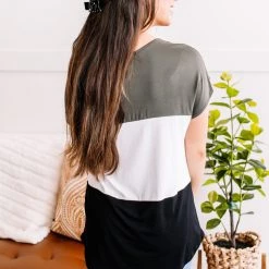 No Ship Drop Ship Triple Threat Leopard Pocket Tee In Olive New Arrivals