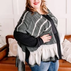 No Ship Drop Ship Open To Interpretation Tie Back Kimono In Charcoal New Arrivals