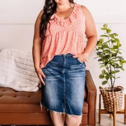 No Ship Drop Ship On The Prowl Ruffled Top In Coral New Arrivals