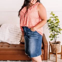 No Ship Drop Ship On The Prowl Ruffled Top In Coral New Arrivals