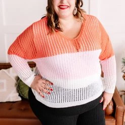 No Ship Drop Ship New Arrivals A Sherbet Colorblock Twist Back Sweater